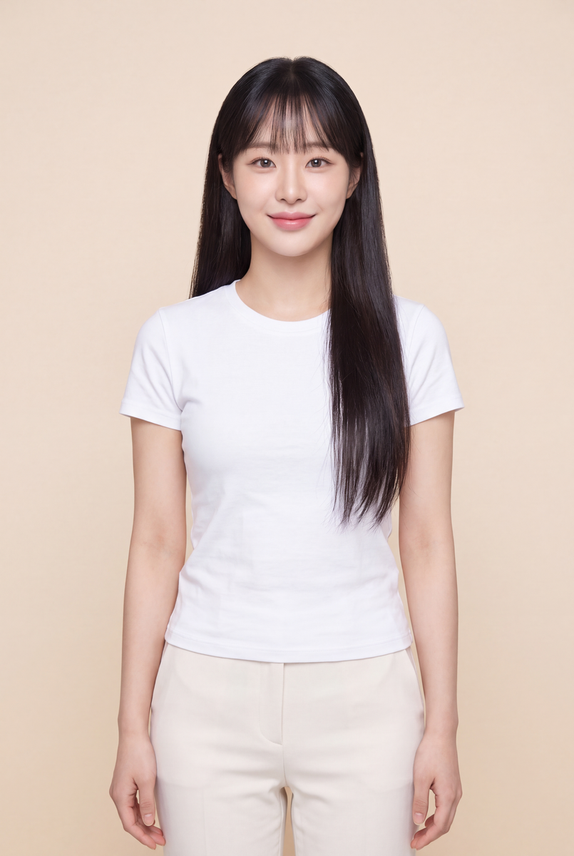 페이스와 바디의 균형을 표현하는 첨부 모델 기반 AI 생성 홍보 이미지